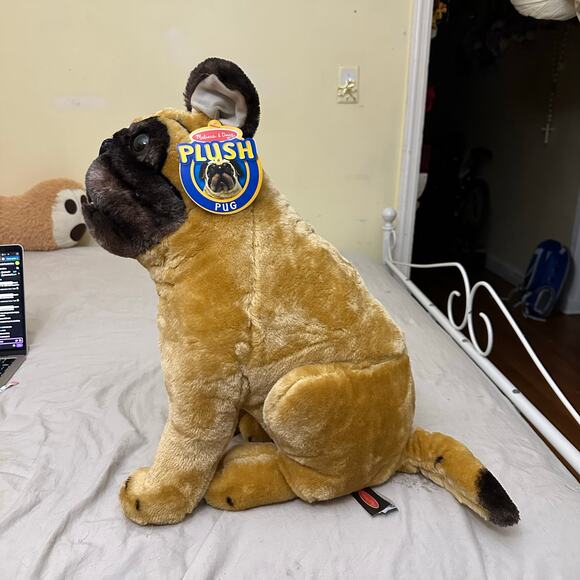 Melissa & Doug "Lifelike" Large Plush Stuffed Pug Dog NWT - Picture 10 of 16